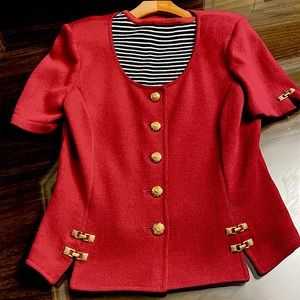 St. John Sport 2 Piece Knit Top Short Sleeve Blazer Style